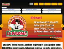 Tablet Screenshot of lapalomataqueriadallas.com